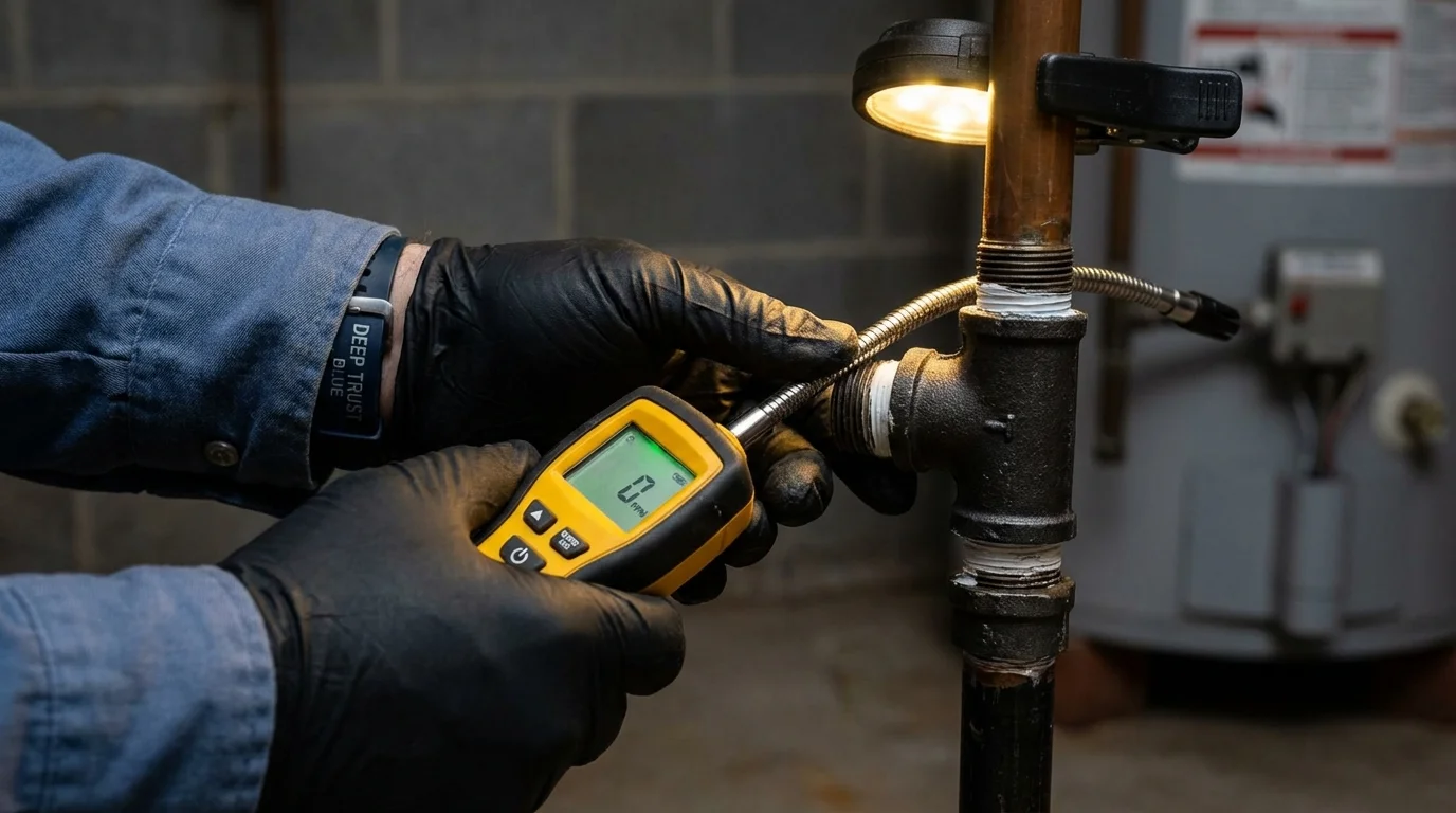 Gas leak detection with electronic sniffer by Johns Plumbing LLC in Atoka